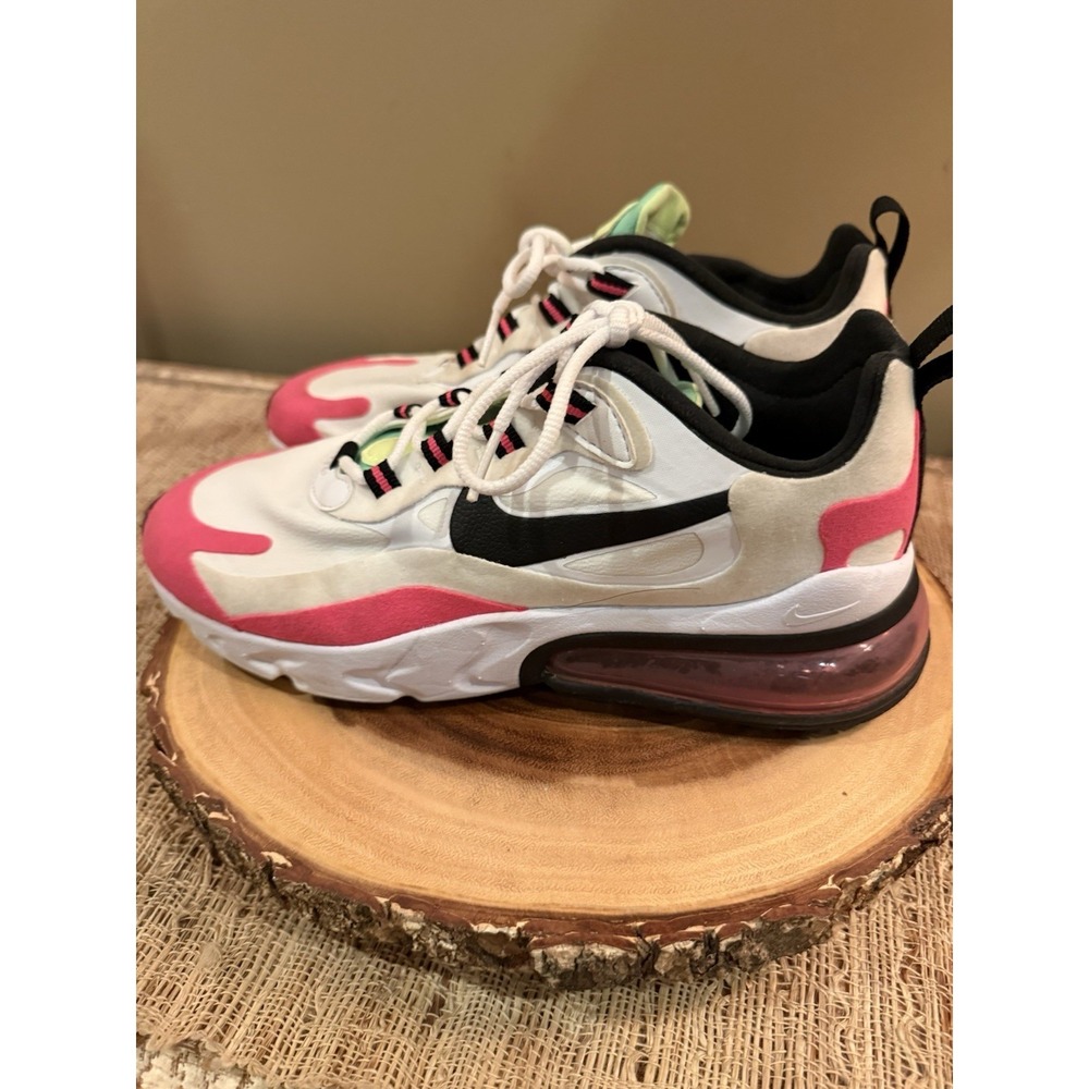 Nike Air Max 270 React Shoes Womens Size 7 White Black Pink Volt CJ0619-101
